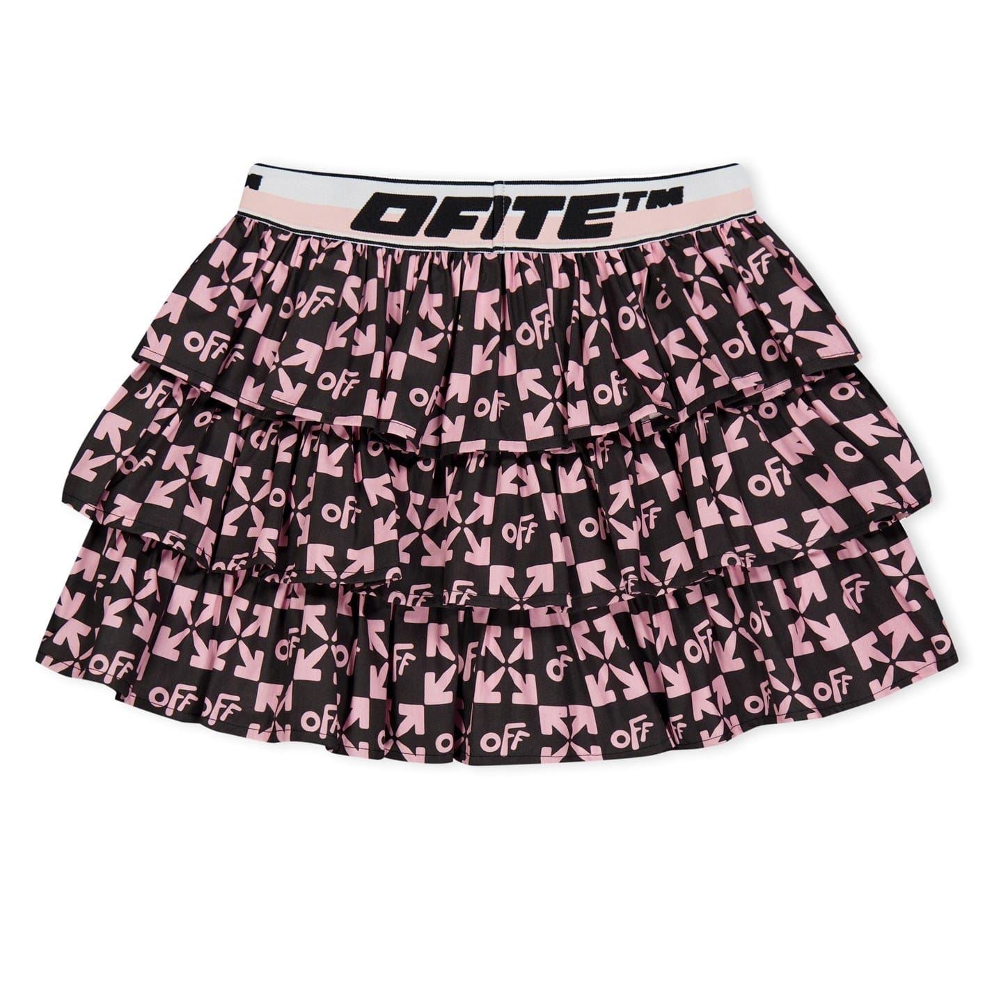 Off White Ppln Mini Tiered Skirt