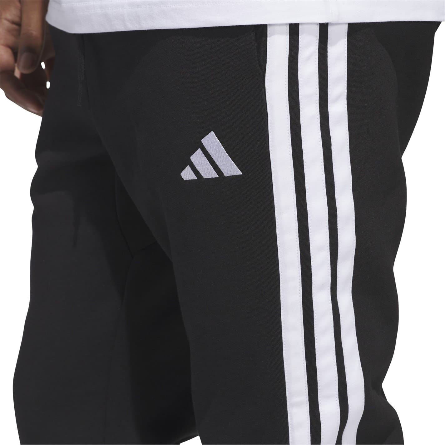 adidas Fleece Tapered Cuff 3 Stripes Joggers