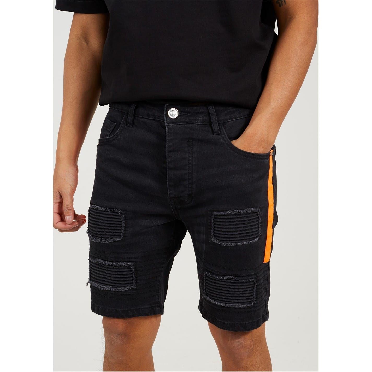 Brave Soul Short With Biker Patch Detail