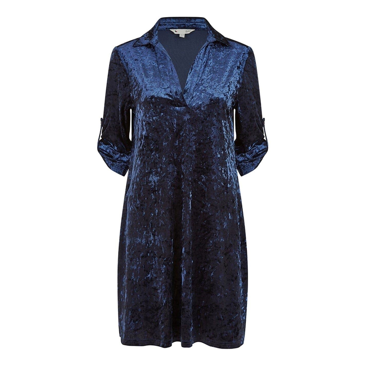 Yumi Navy V-Neck Knee Length Tunic Dress