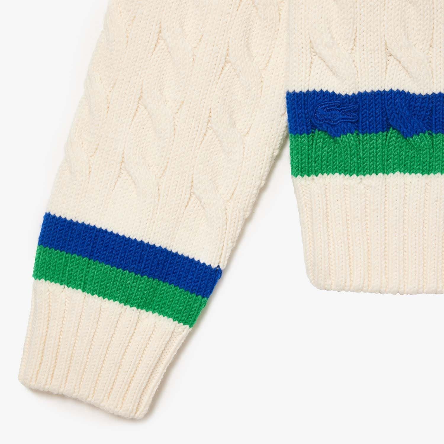 Lacoste Cable Knit Striped Cardigan