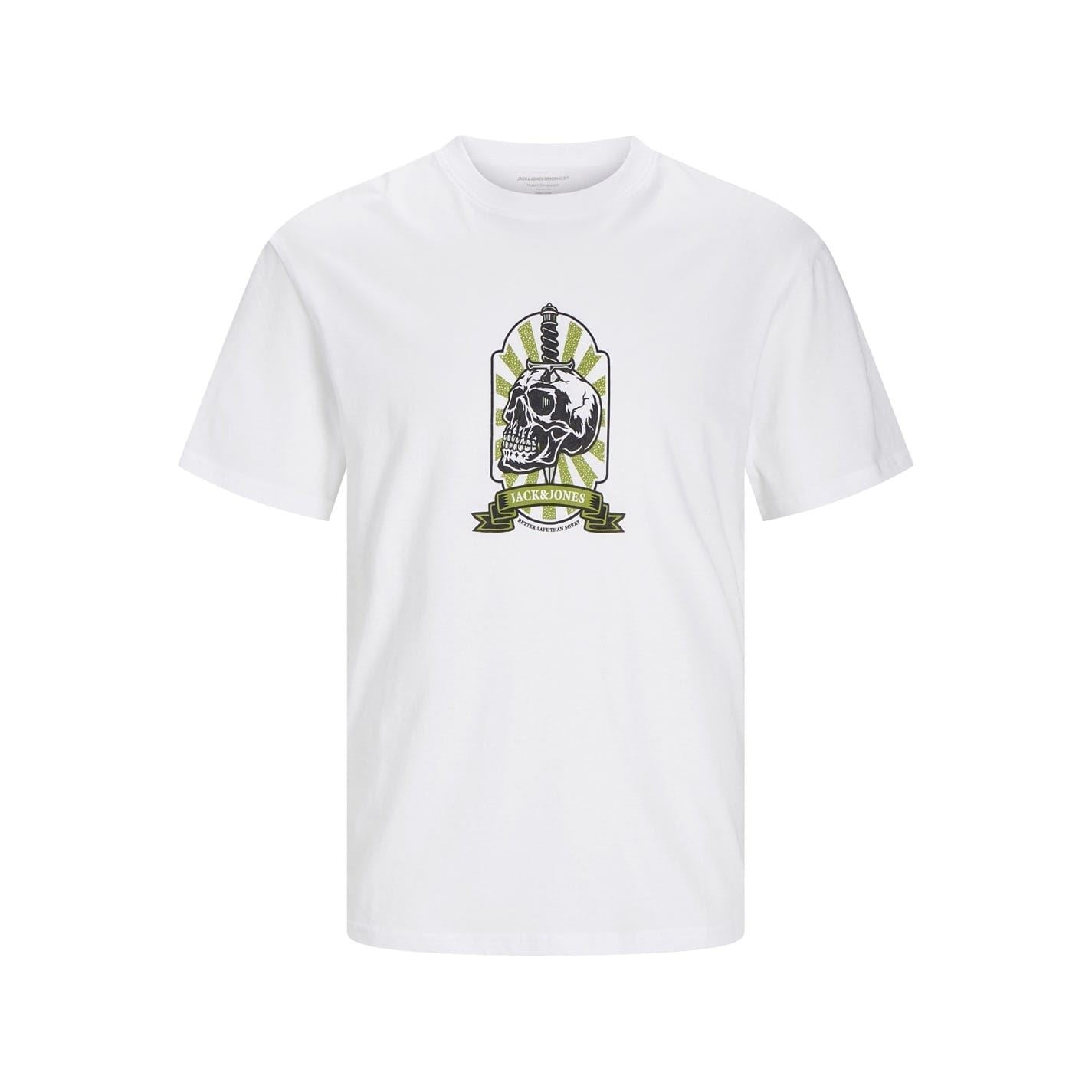 Jack and Jones Skull Regular Fit Crew Neck T-Shirt