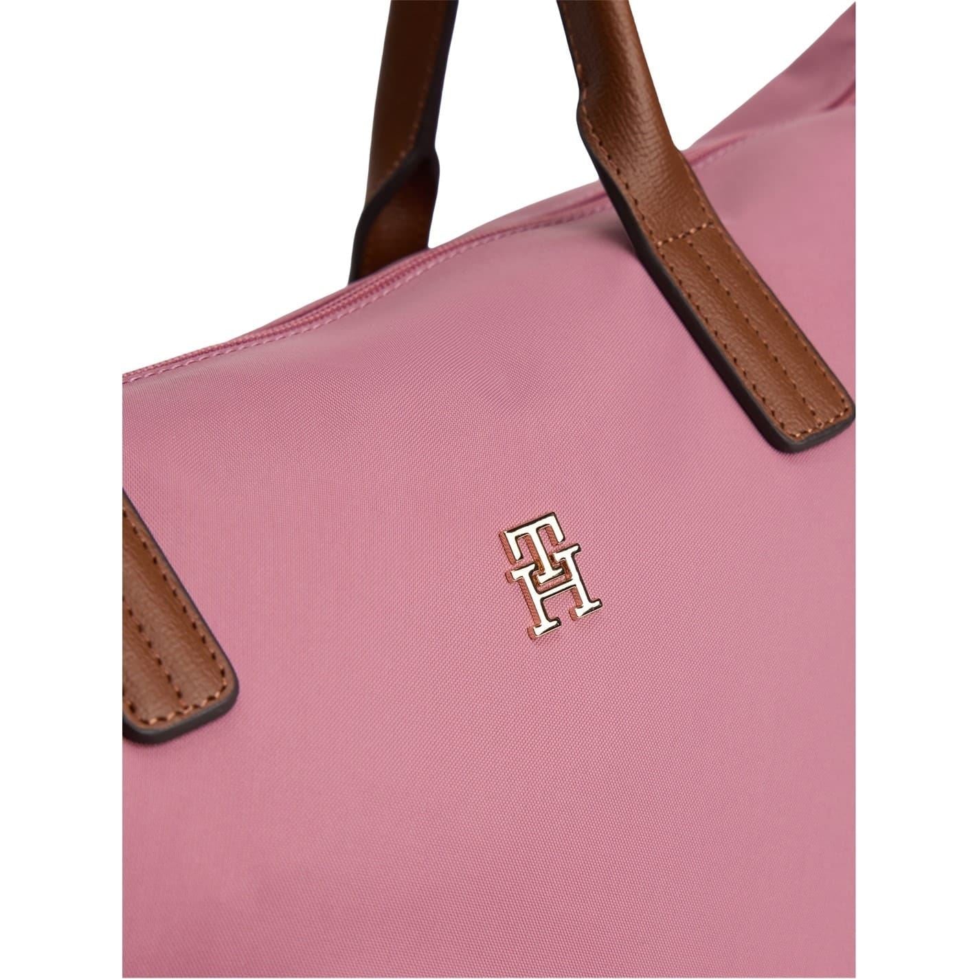 Tommy Hilfiger Popette Vertical Stripe Tote with Metal Branding