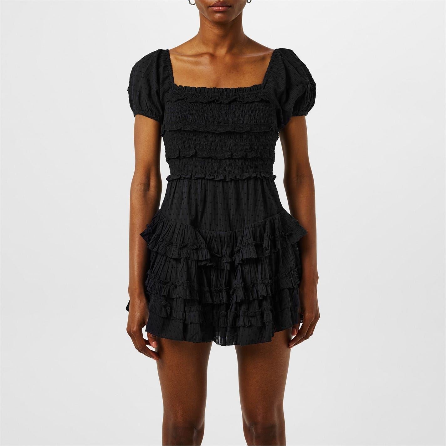 LoveshackFancy Fellows Square Neck Mini Babydoll Dress