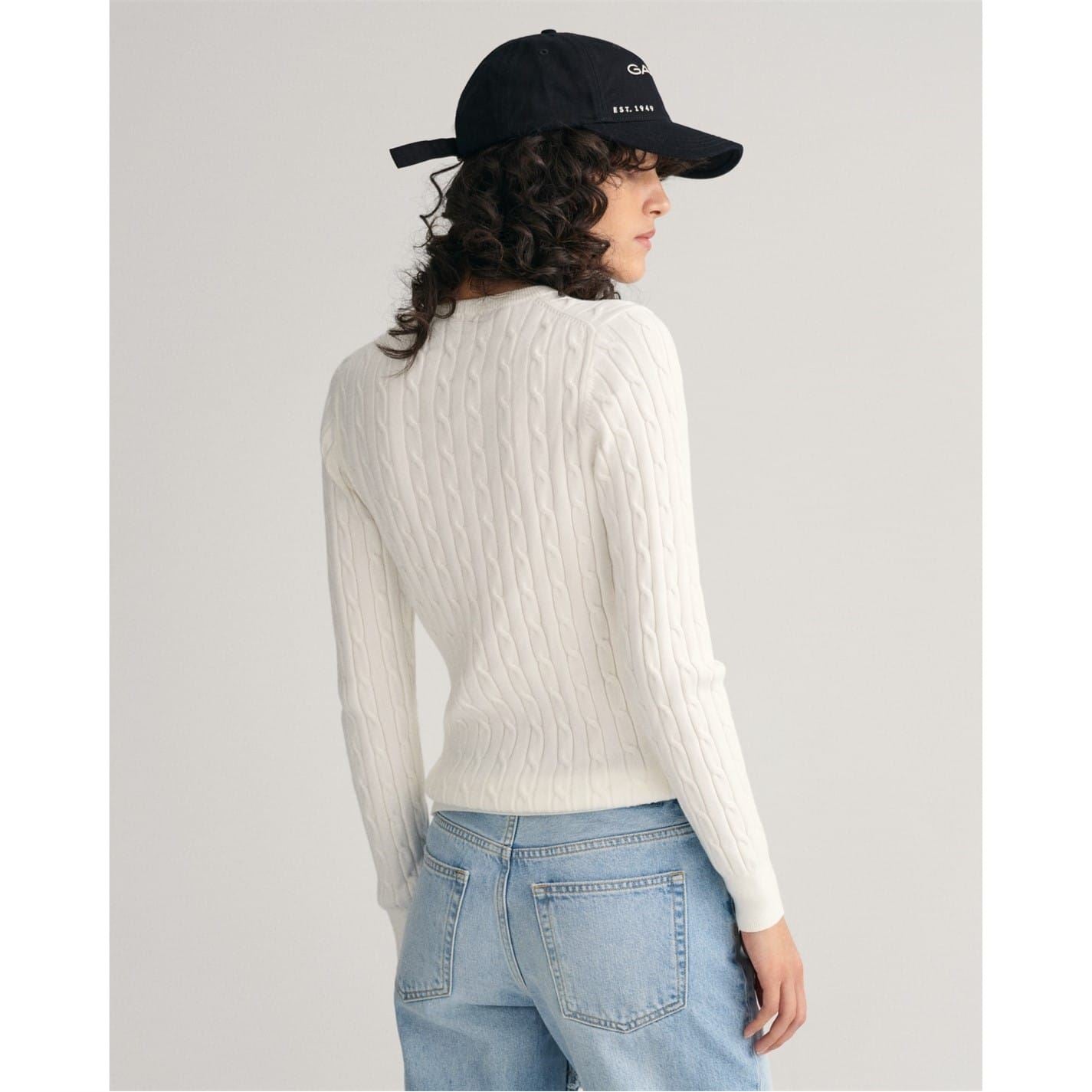 Gant Cotton Cable Knit Crew Neck Sweater
