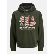 Jack and Jones Printed Logo Hooded Neck Long Sleeve Sweatshirt