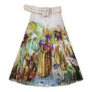 Off White Midi Floral Patterned A-Line Skirt
