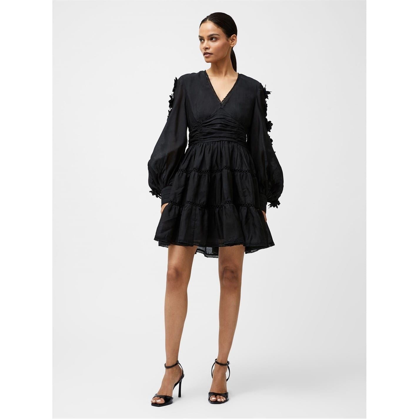 French Connection Lace V-Neck Mini A-Line Dress