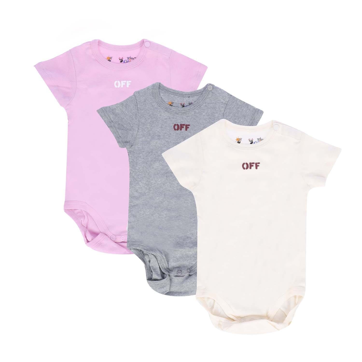 Off White Infants 3 Pack of Bodysuits