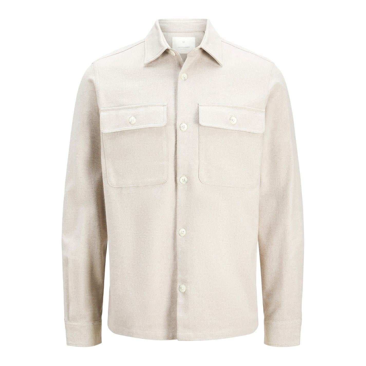 Jack and Jones Solid Patterned Chest Pocket Overshirt