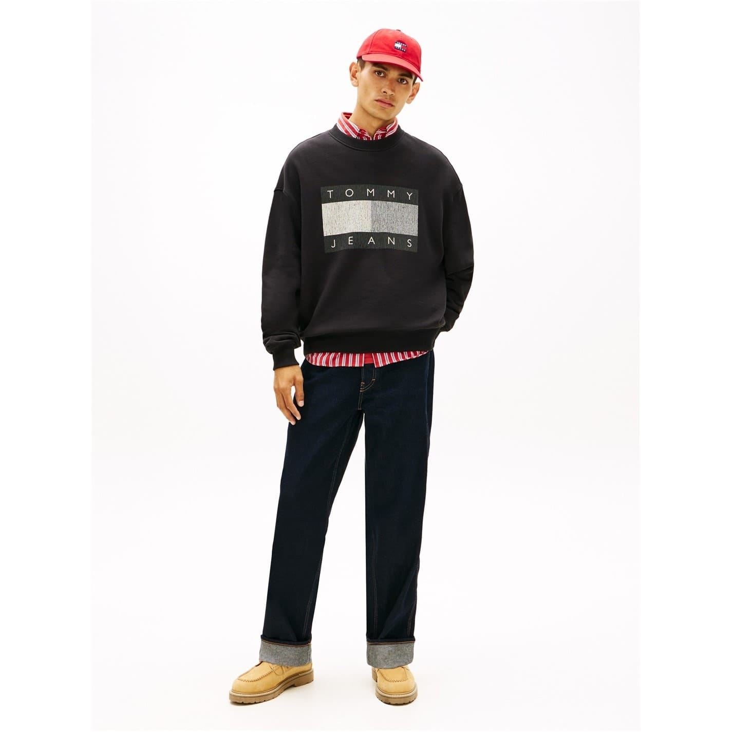 Tommy Jeans Flag Graphic Crew Neck Long Sleeve Sweatshirt
