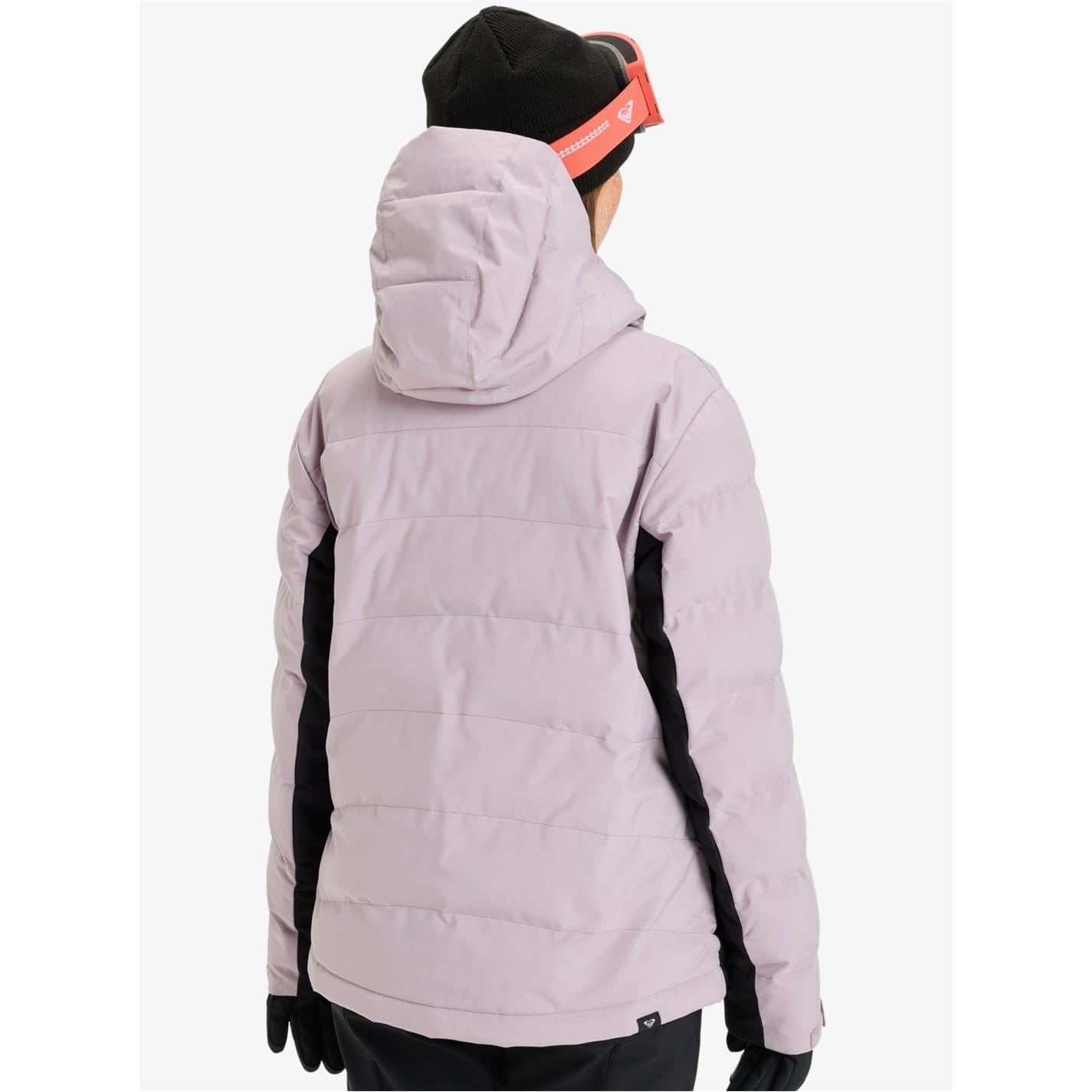 Roxy Snowyhill Solid Patterned Hooded Ski Jacket with Zipped Pocket