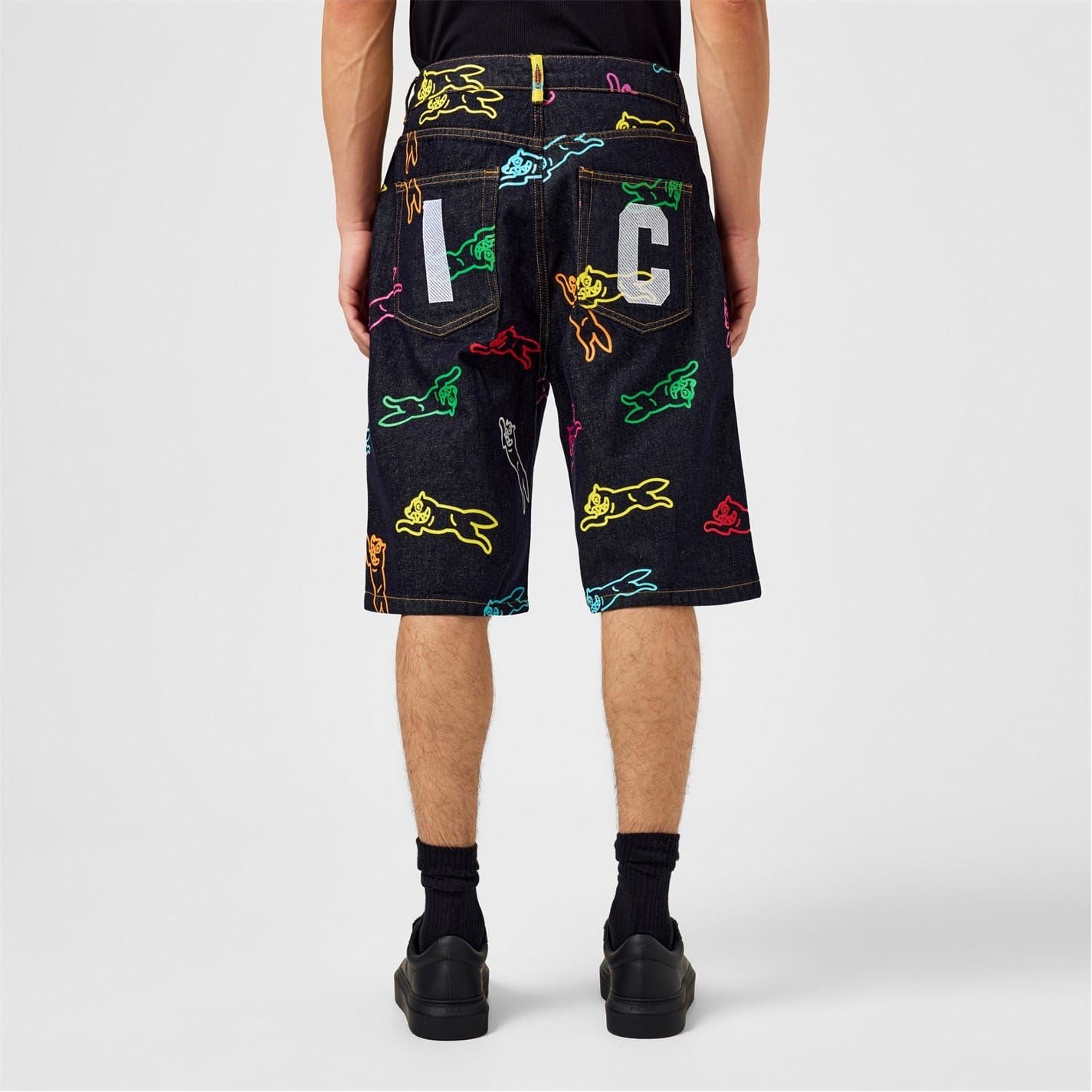 ICECREAM Graphic Print Denim Bermuda Shorts