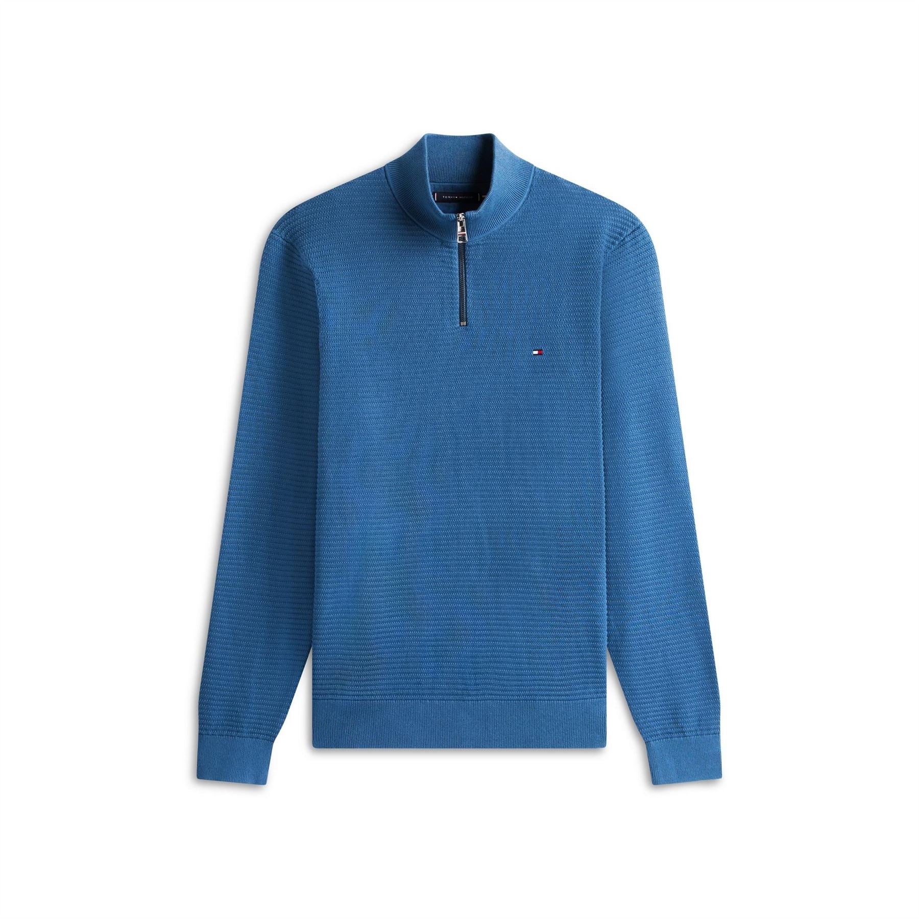 Tommy Hilfiger Zip Neck Funnel High Collar Long Sleeve Sweater