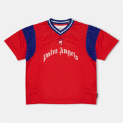 Palm Angels Text Graphic V-Neck Raglan Sleeve Jersey T-Shirt