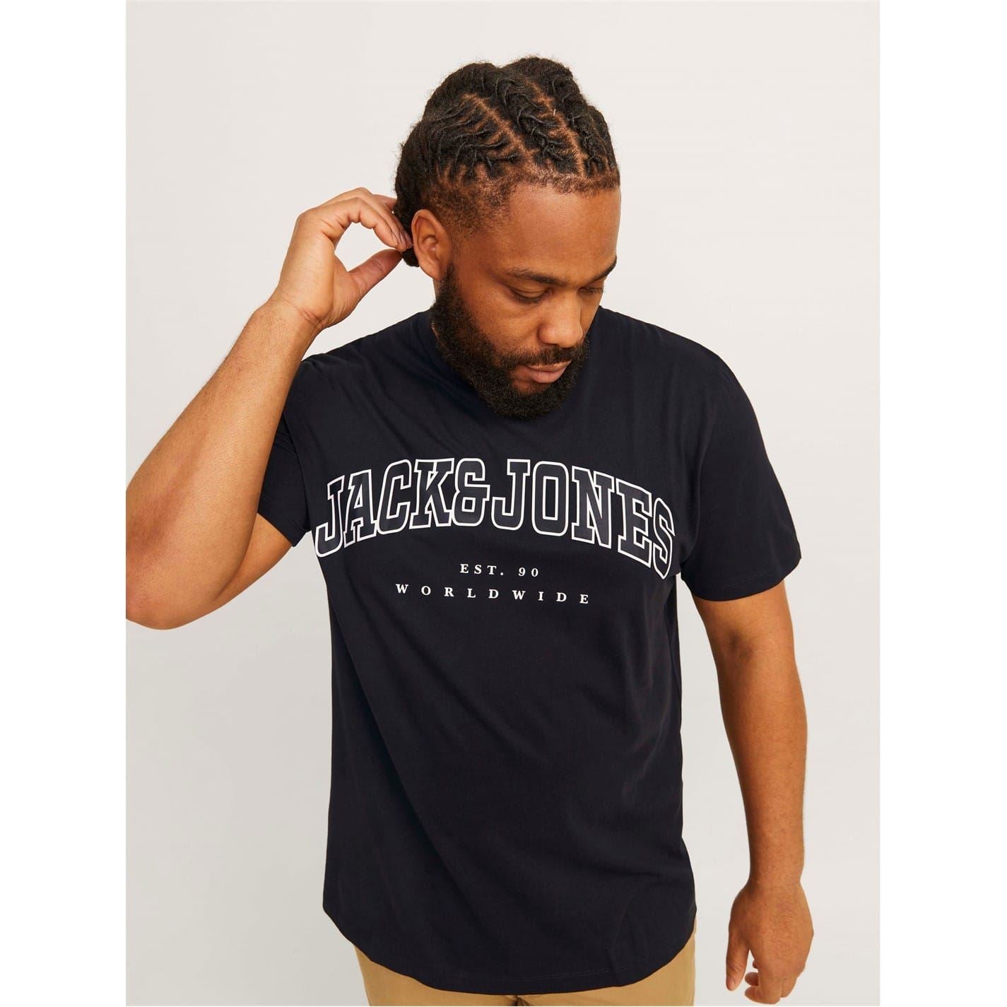Jack and Jones Varsity Arch Lettering Crew Neck Short Sleeve T-Shirt