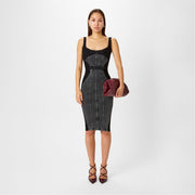Mugler Square Neck Midi Bodycon Dress