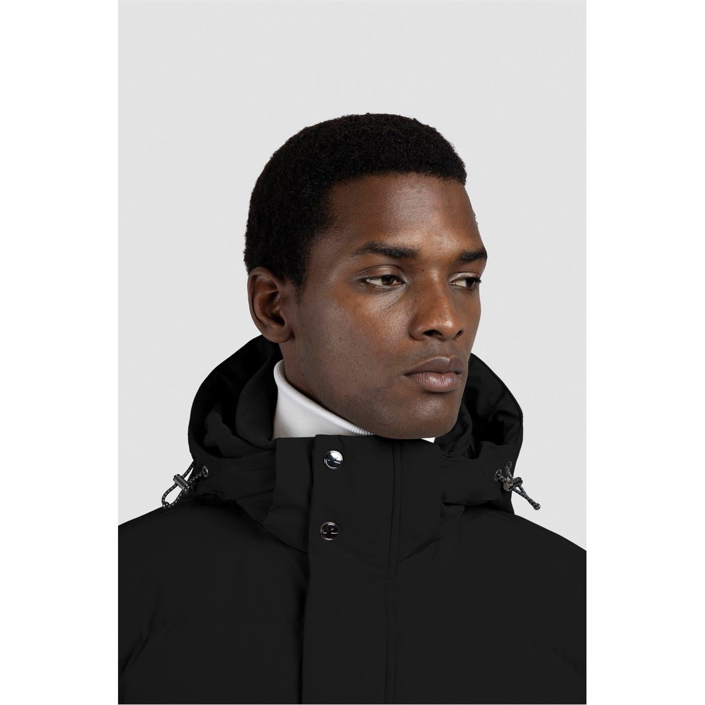 Paul and Shark Typhoon Solid Patterned Hooded Snap Button Zipped Pocket Parka Coat