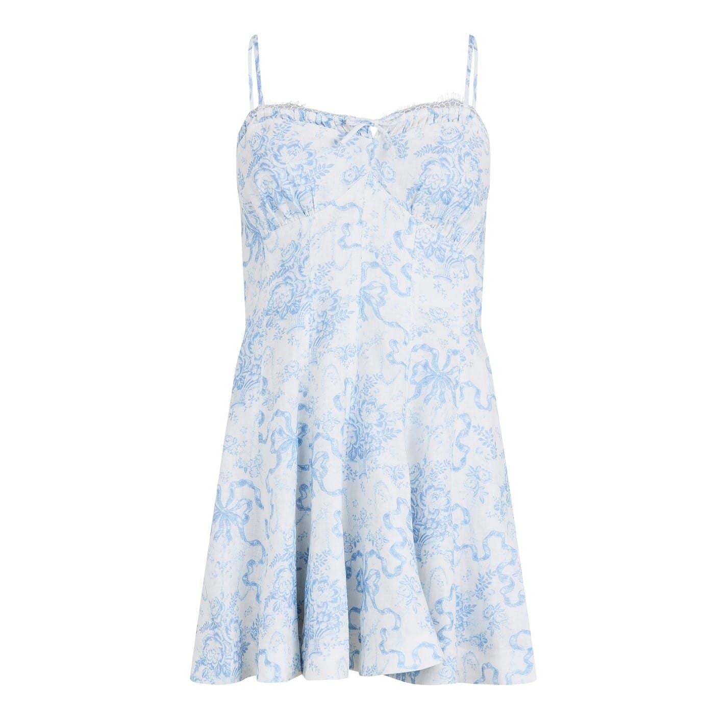 LoveshackFancy Shai Sweetheart Neck Mini A-Line Dress