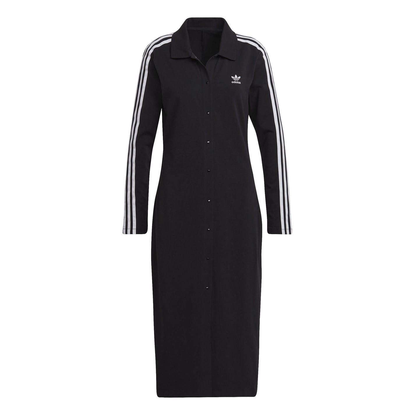 adidas Originals Womens Logo Embroidered Midi Cardigan Dress