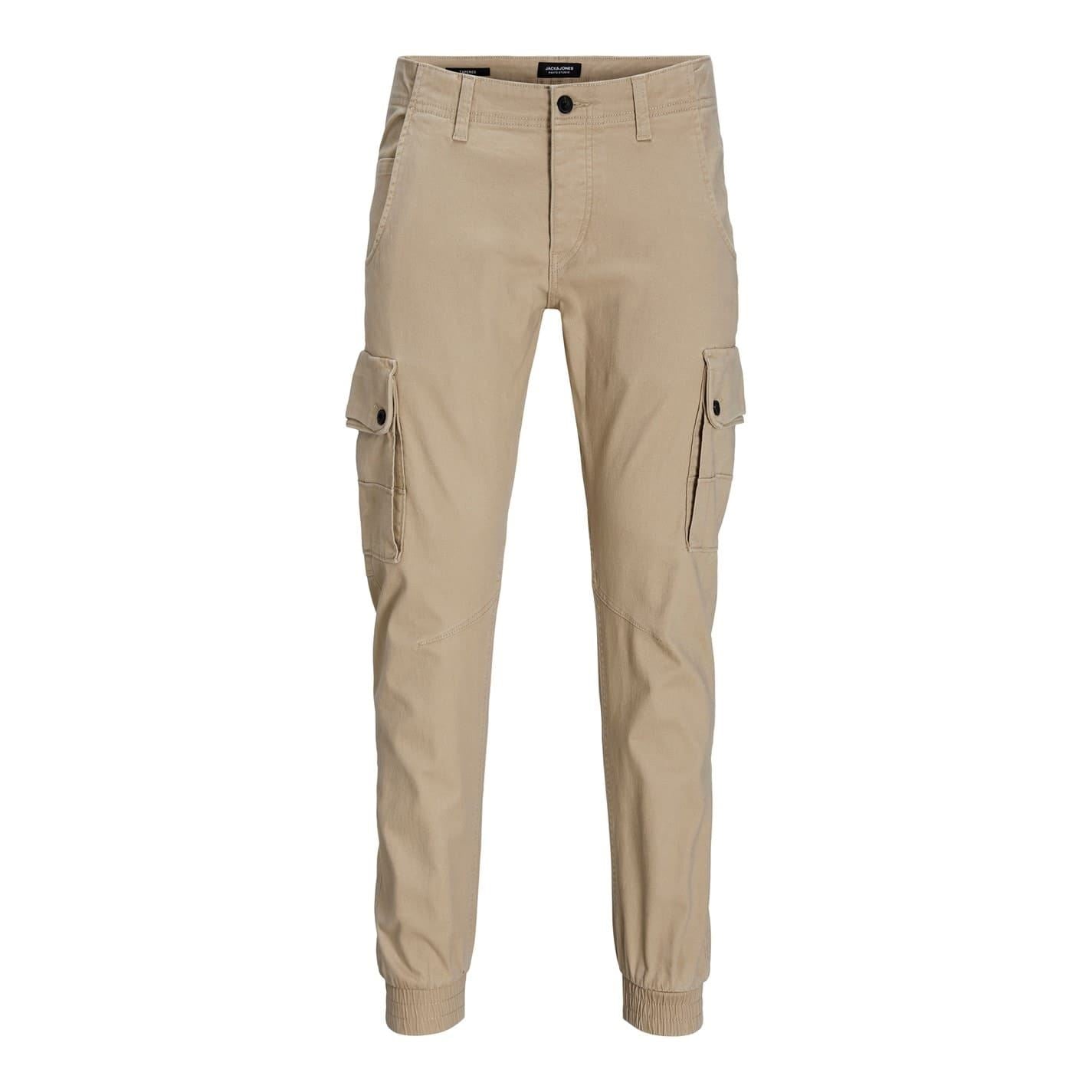 Jack and Jones Solid Patterned Cuffed Cargo Pants
