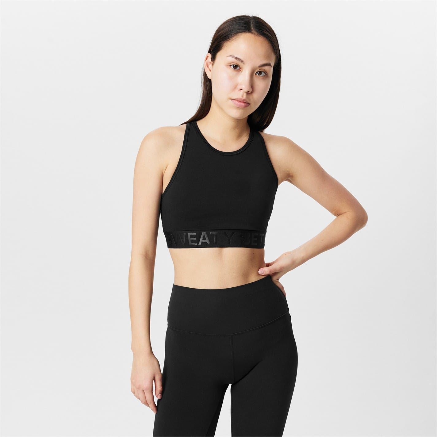 Sweaty Betty Snug Fit Cropped Logo Print Bra