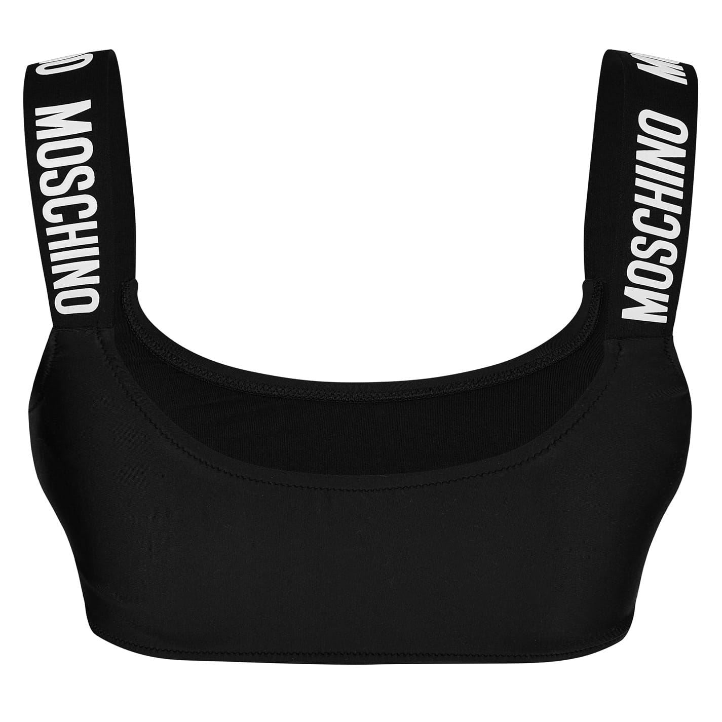 Moschino Solid Patterned Logo Lettering Bikini Top