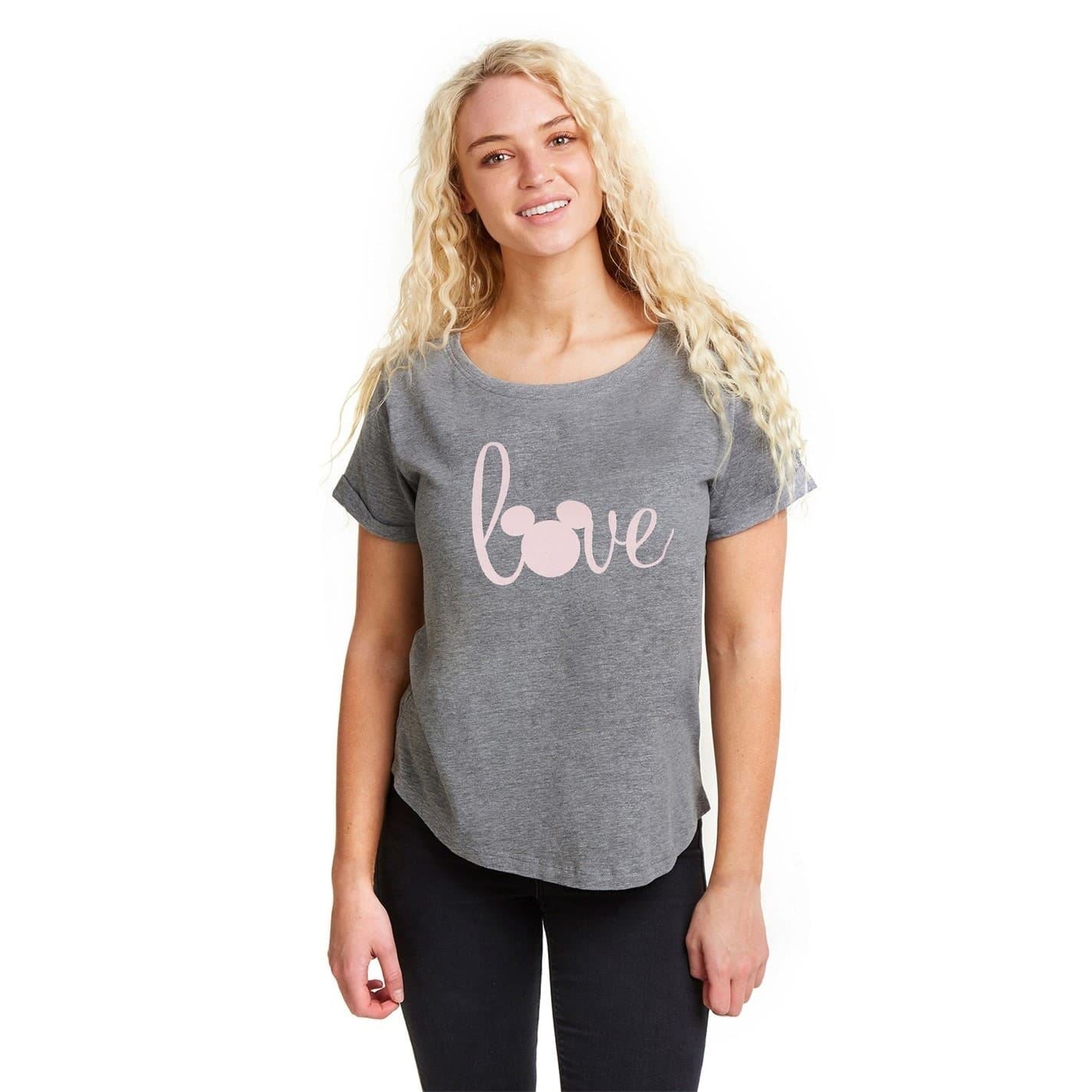 Disney Mickey Mouse Heart Graphic Rolled Cuff T-Shirt