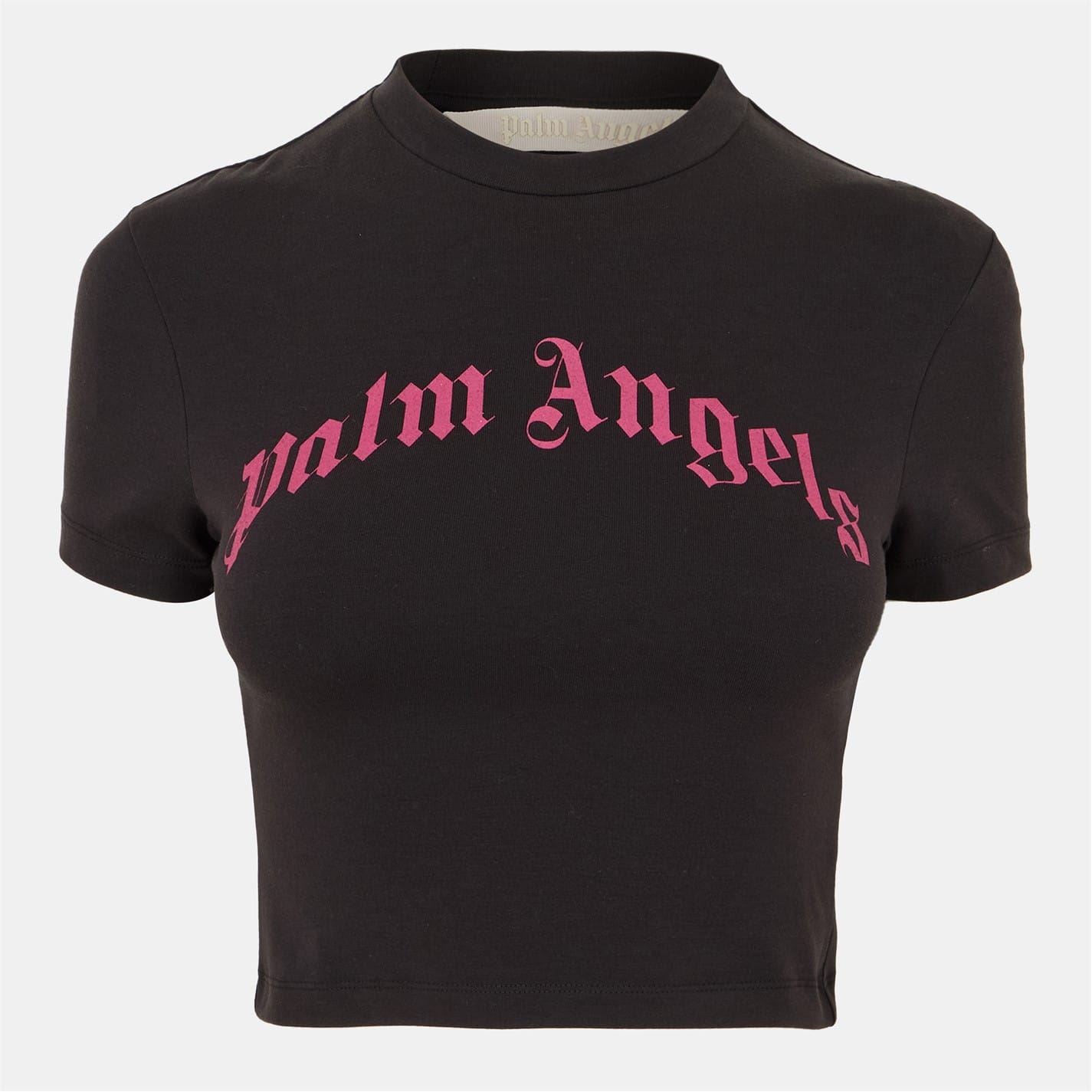 Palm Angels Slim Fit Mock Neck Cropped Baby T-Shirt
