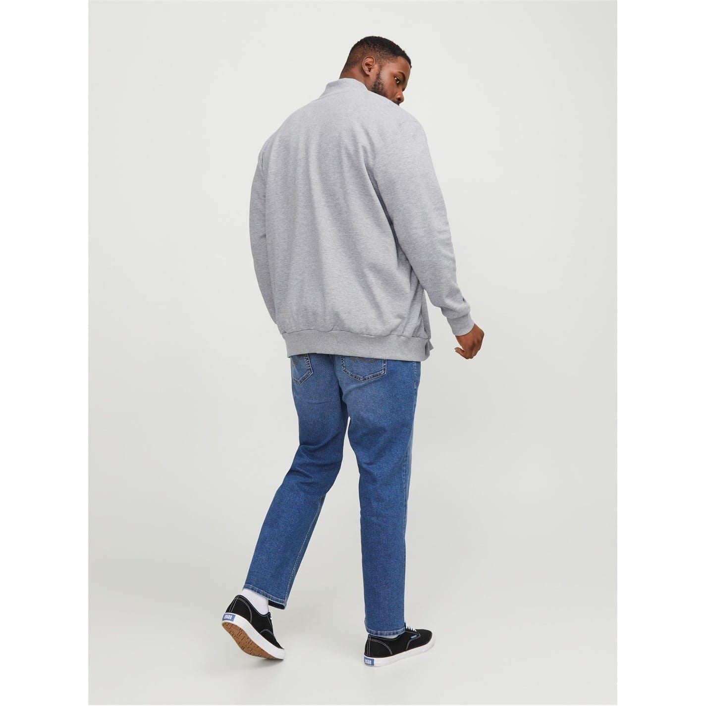 Jack and Jones Paulos Solid Patterned Zip Neck Ribbed Cuff Sweat Jacket