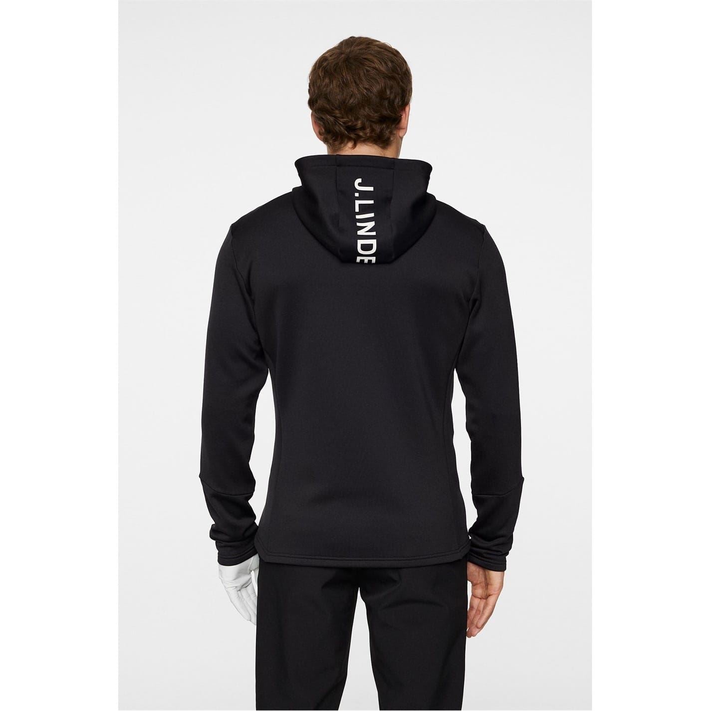 J Lindeberg Golf Aeril Full Zipper Hooded Logo Print Jacket with Zipped Pocket