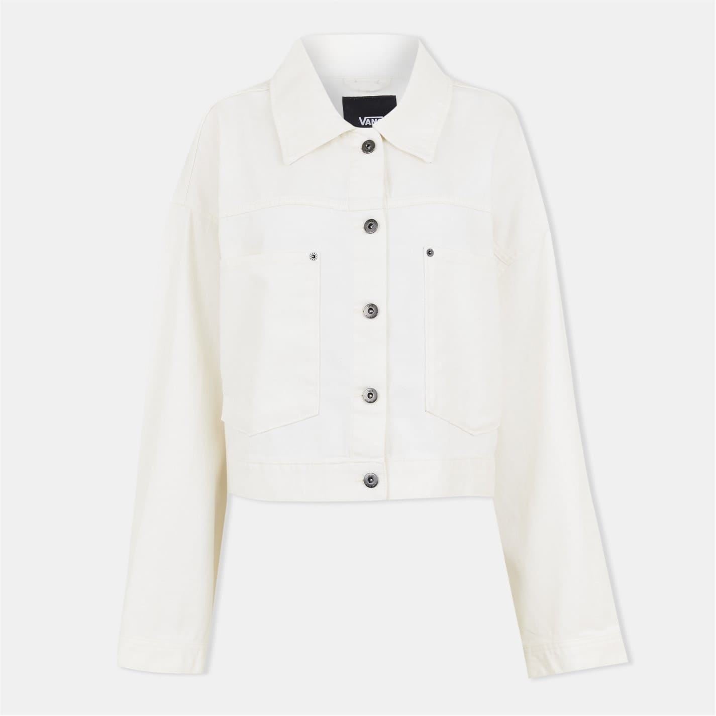 Vans Womens Raynes Solid Patterned Trucker Jacket with Front Pocket