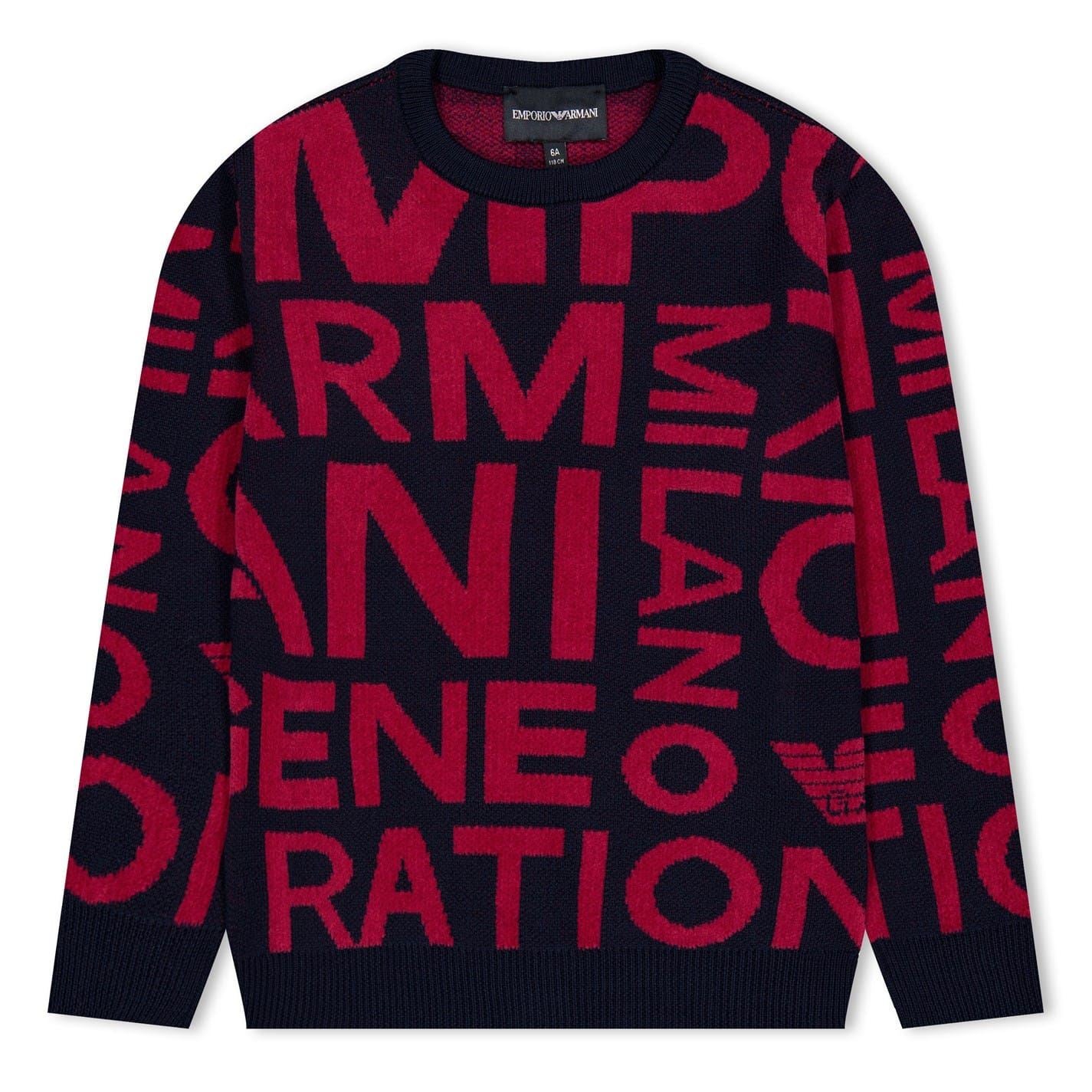Emporio Armani EA7 Knitted Crew Neck Lettering Sweater