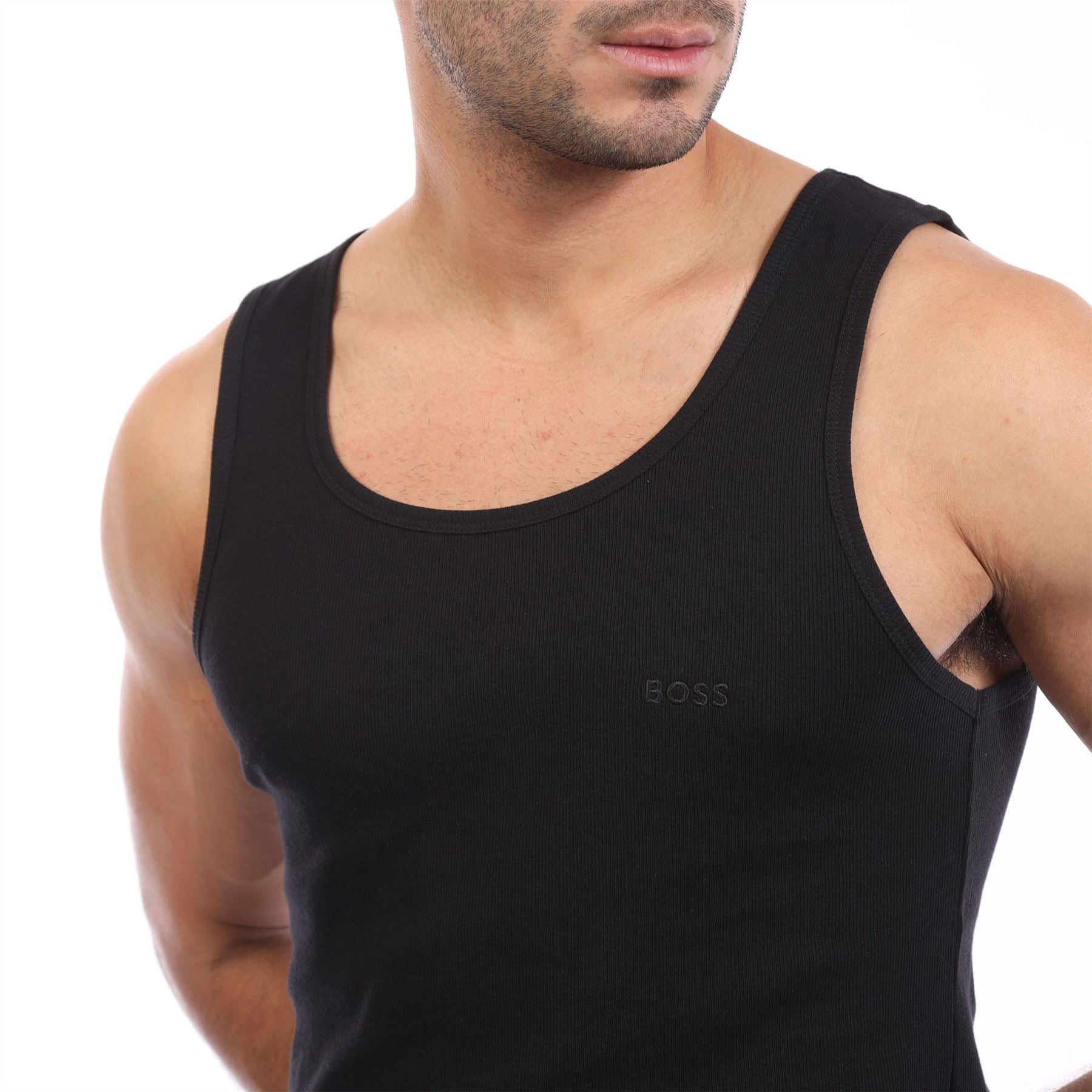 Boss 3 Pack of Ribbed Cotton Underwear Vests