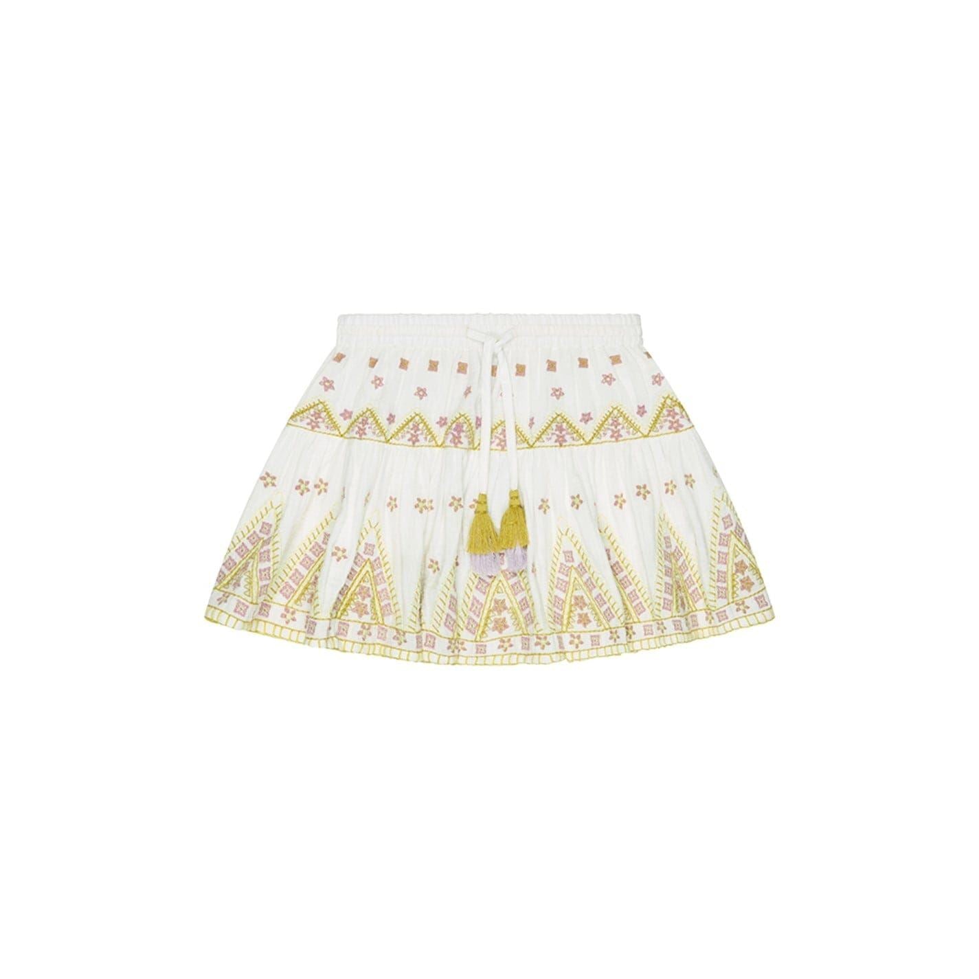 Raffya Kids Staranisse Tiered All Over Embroidered Skirt In Cream