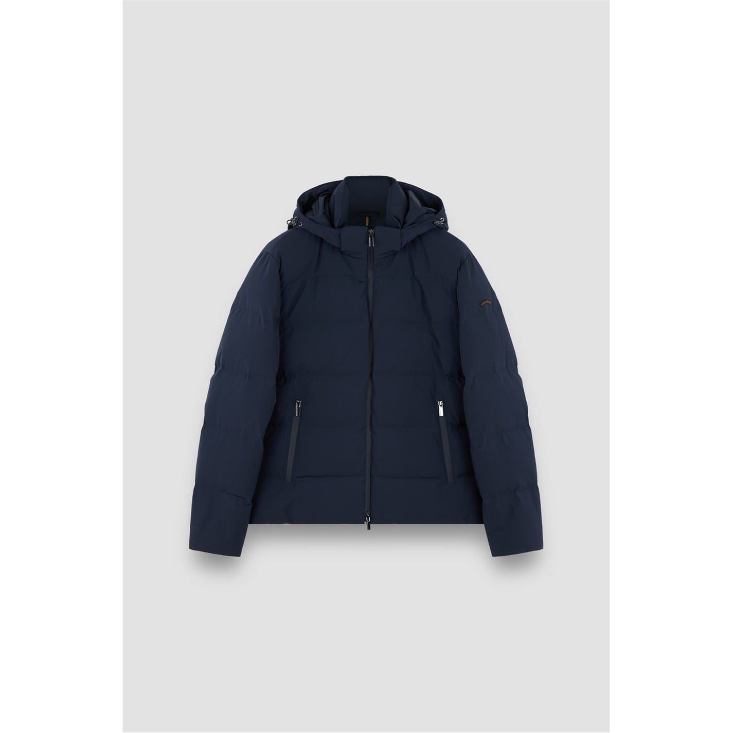 Paul and Shark Typhoon Solid Patterned Hooded Puffer Jacket with Logo Badge