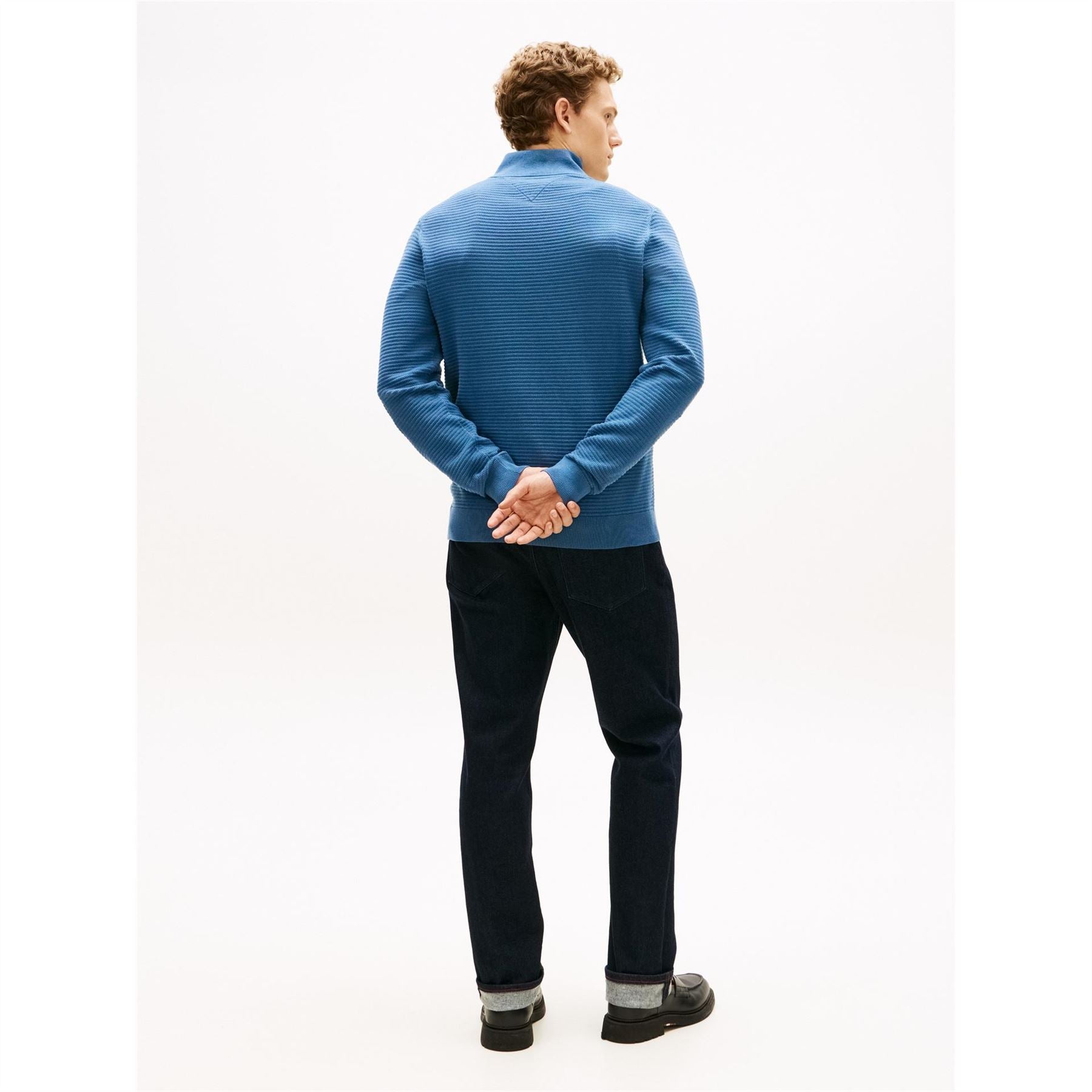 Tommy Hilfiger Zip Neck Funnel High Collar Long Sleeve Sweater