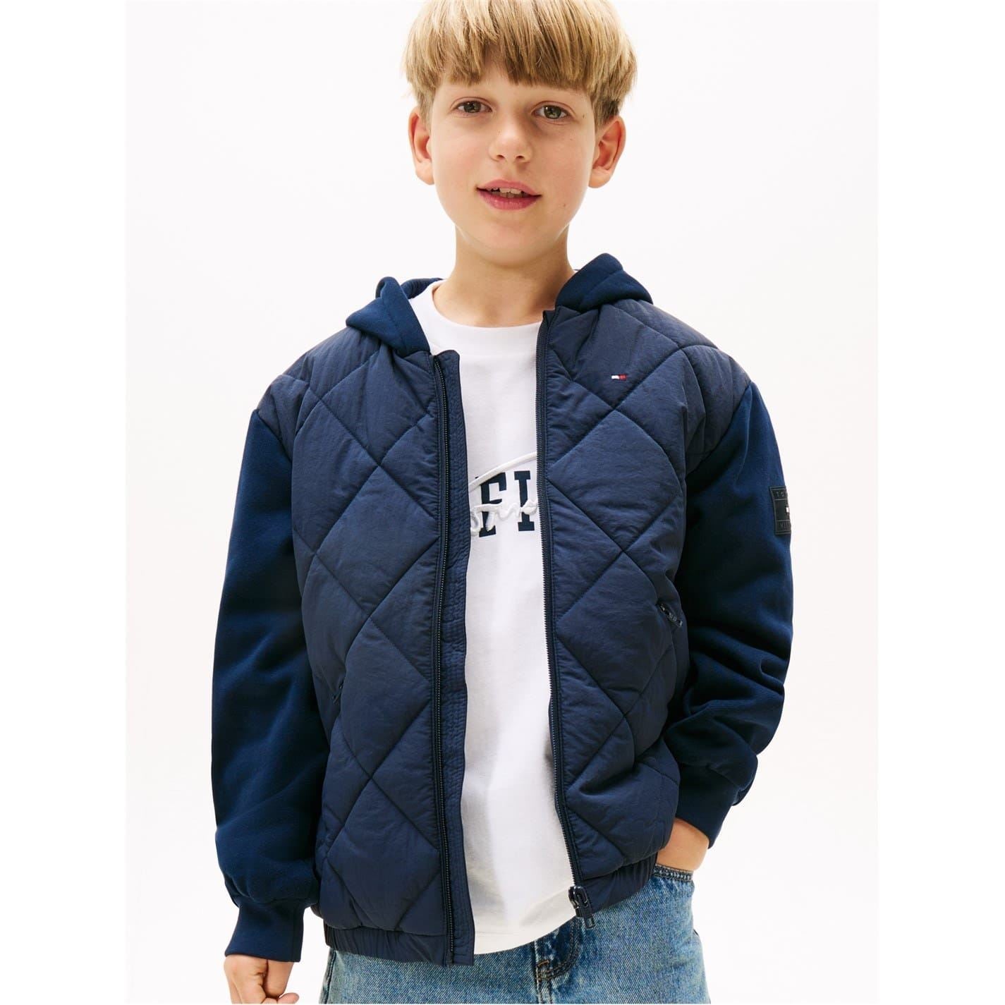 Tommy Hilfiger Hooded Neck Quilted Puffer Jacket with Ribbed Cuff