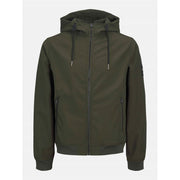 Jack and Jones Softshell Solid Patterned Hooded Drawstring Zipped Pocket Jacket