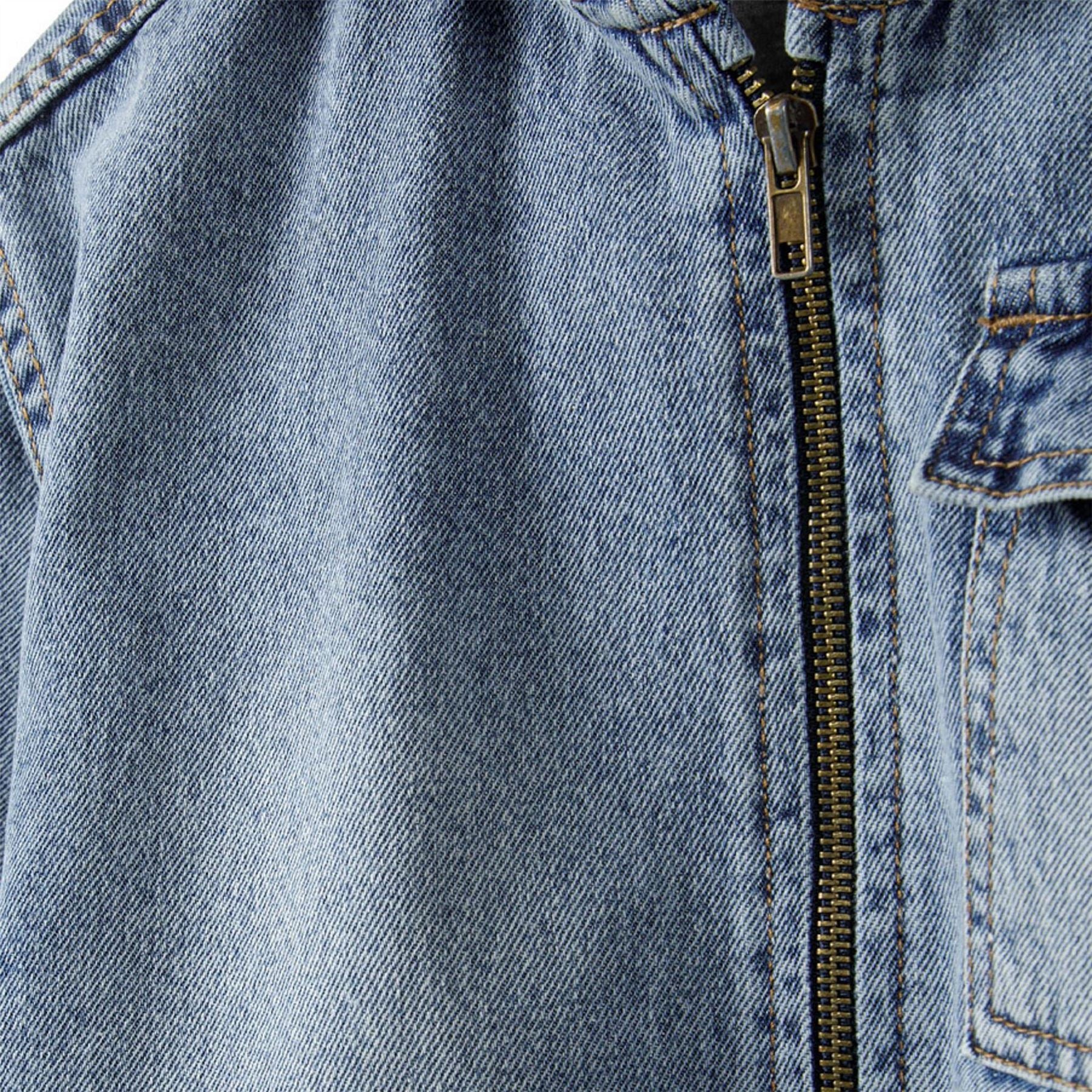 Minoti Boys Denim Jacket With Fixed Hood Zip Fastening Navy