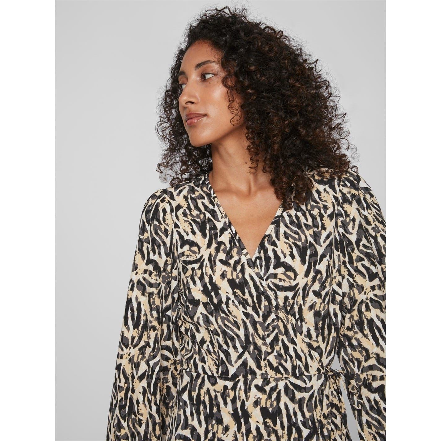 Vila Louisa V-Neck Midi Wrap Dress