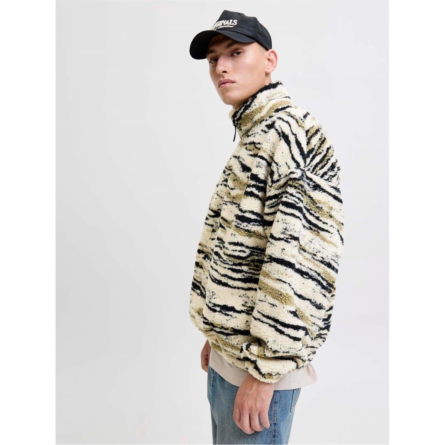 Jack and Jones Mens Skin Teddy Half Zip Top