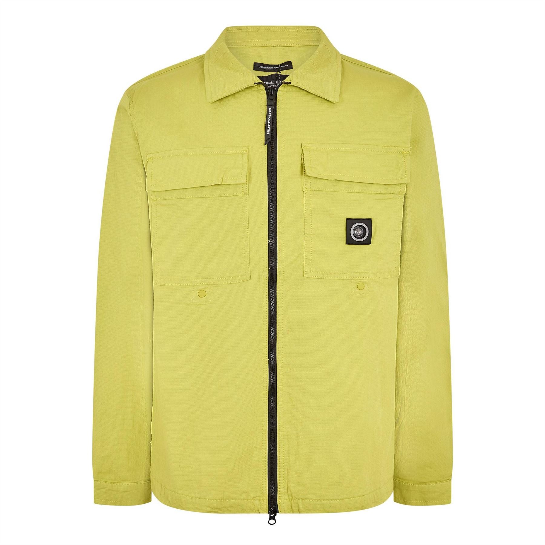 Marshall Artist Solid Patterned Collared Neck Overshirt with Chest Pocket