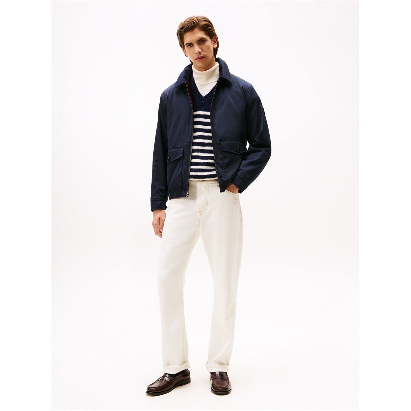 Tommy Hilfiger Reversible Solid Patterned Harrington Jacket with Front Pocket