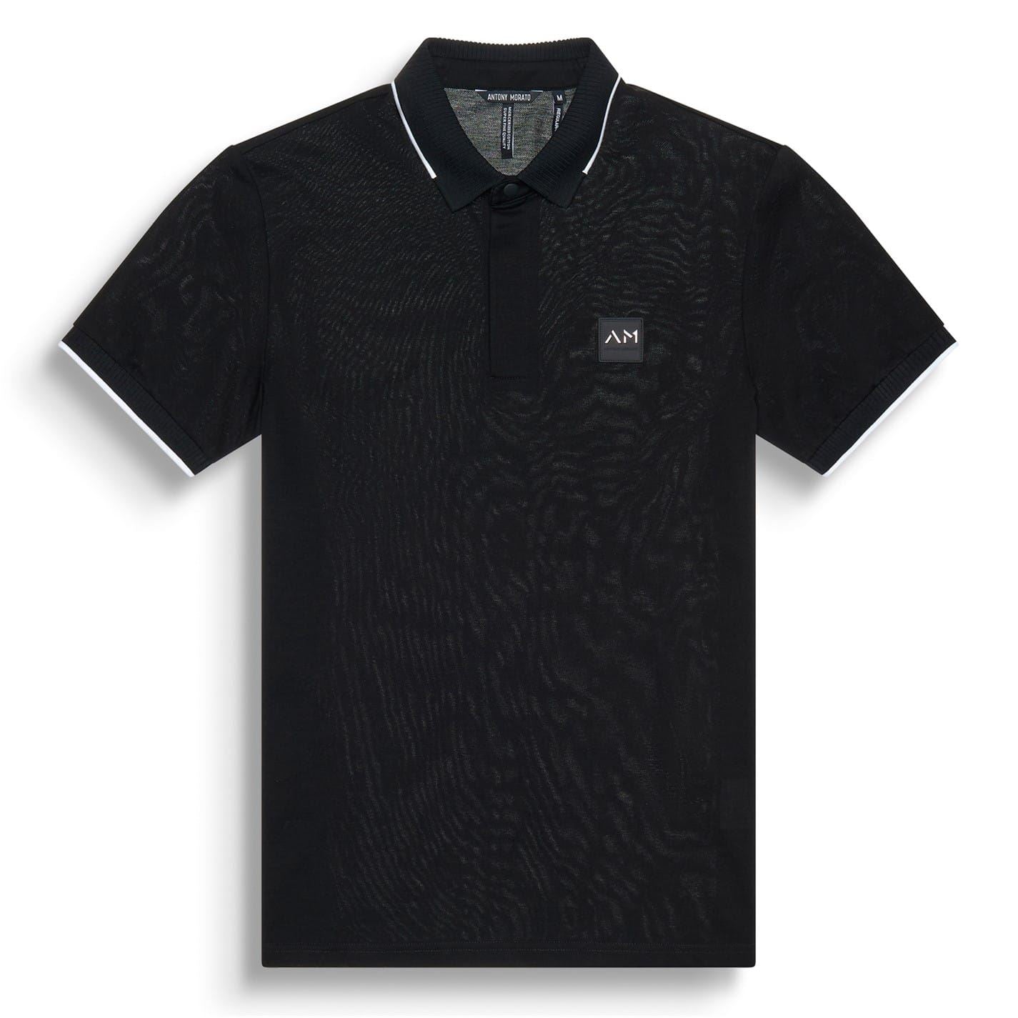 Antony Morato Fit Polo T-Shirt In Black Cotton Pique With Logo