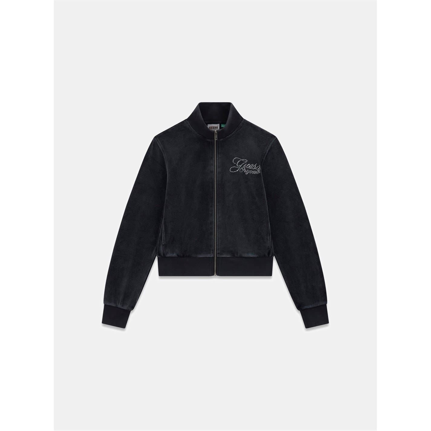 Guess Mock Neck Bomber Collar Long Sleeve Athletic Top