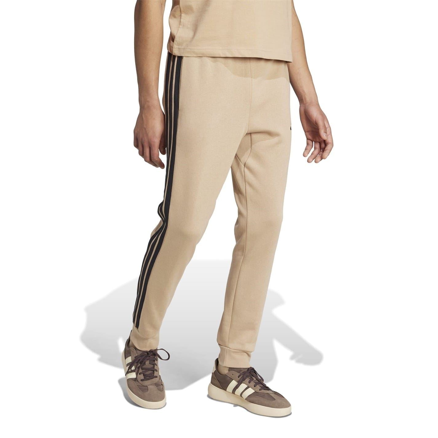 adidas Fleece Tapered Cuff 3 Stripes Joggers
