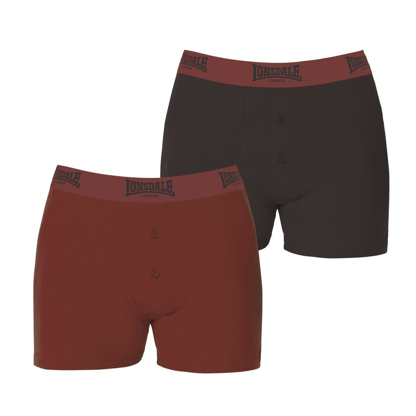 lonsdale Mens 2 Pack Boxer Shorts