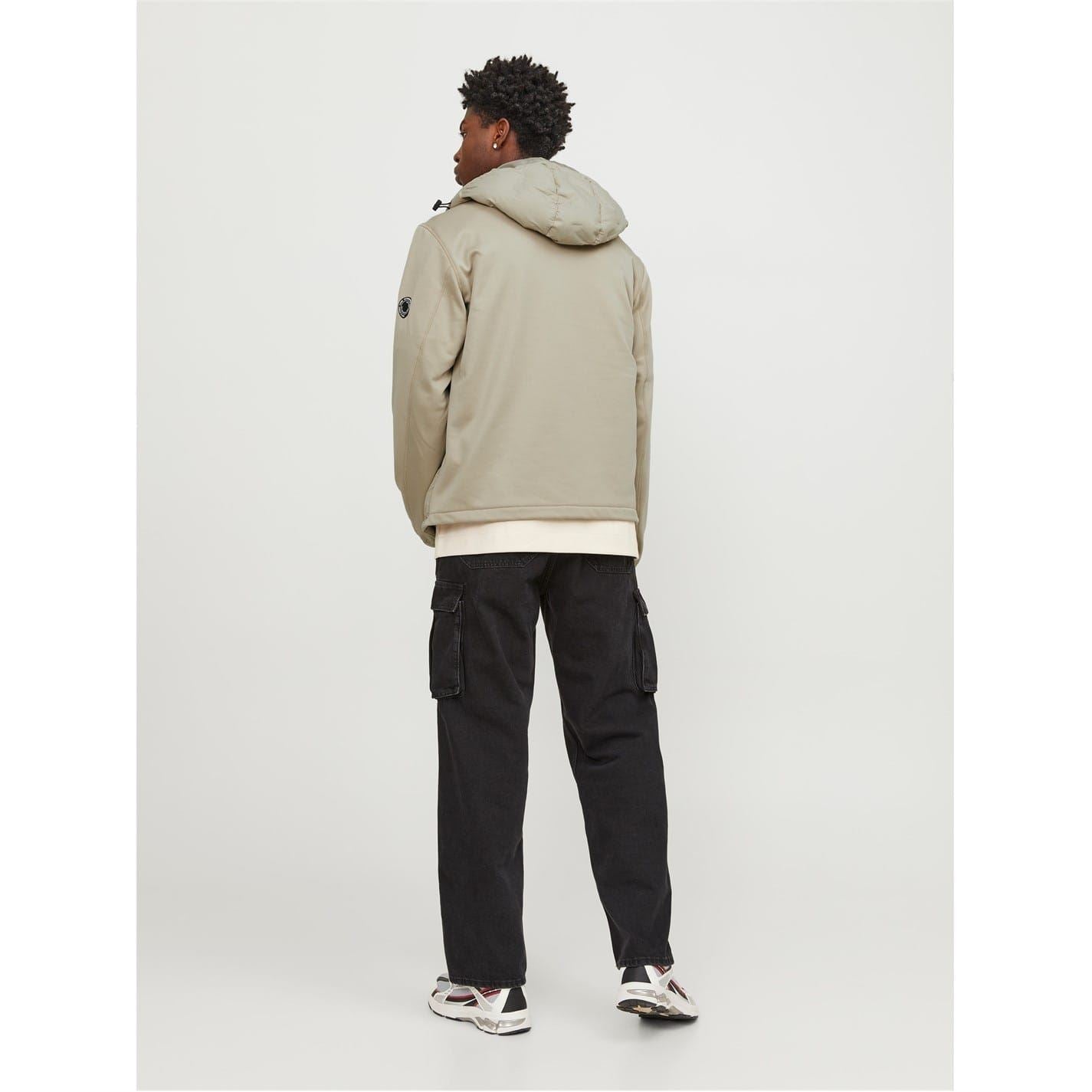 Jack and Jones Hooded Neck Solid Patterned Hybrid Jacket with Ribbed Cuff