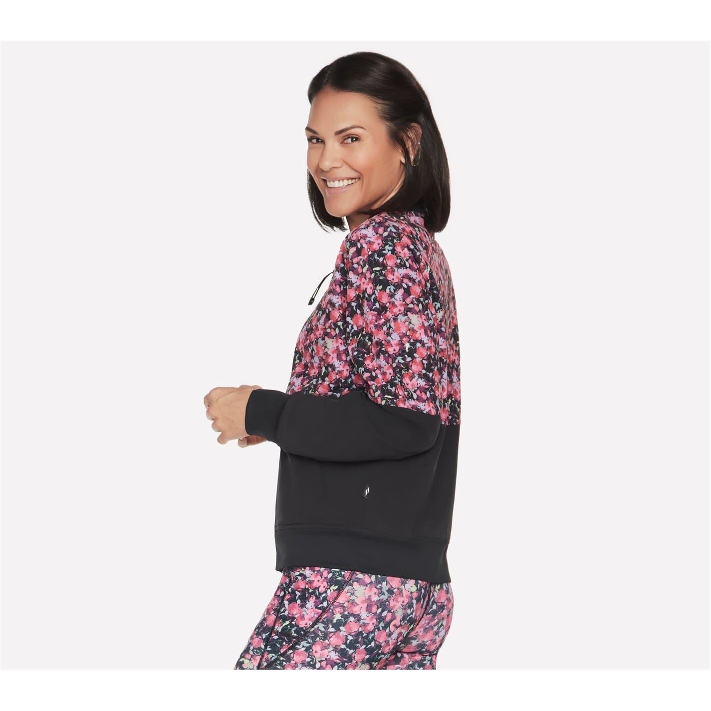 Skechers Skechweave Floral Patterned Bomber Jacket with Ribbed Cuff